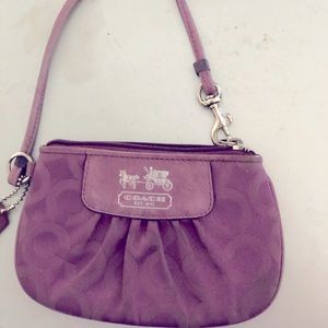 Coach purple wristlet pouch